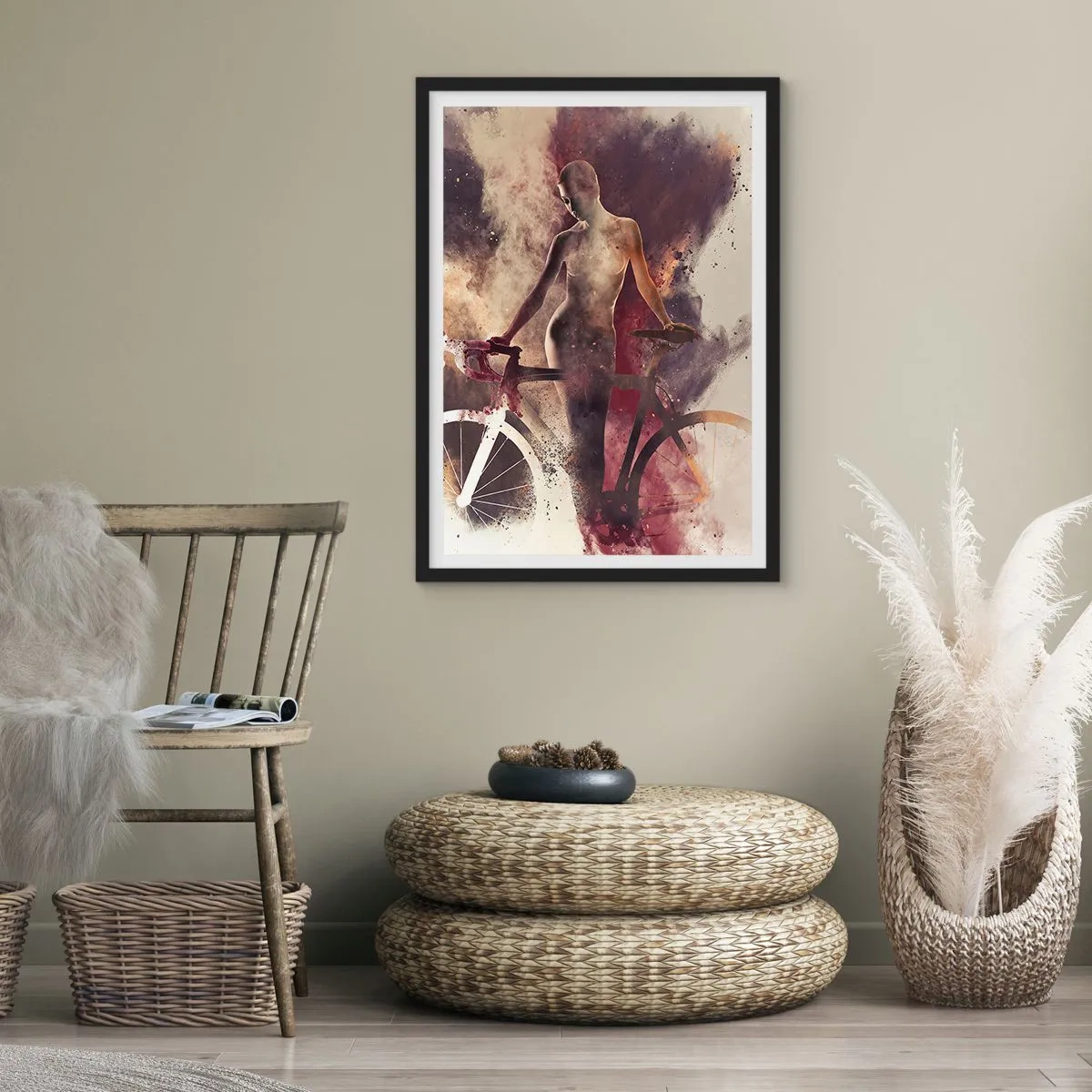 Plakat w czarnej ramie - W marmurowych kształtach rowerowa dusza - 30x40 cm