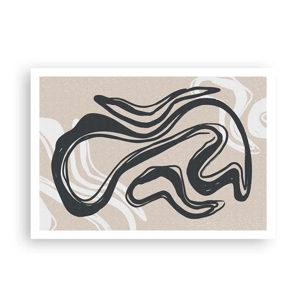 Plakat - Abstrakcyjne linie w ciemnych odcieniach na beżowym tle - 100x70cm - Ekspresja zwielokrotniona - Nowoczesna dekoracja ścienna do salonu i sypialni ARTTOR