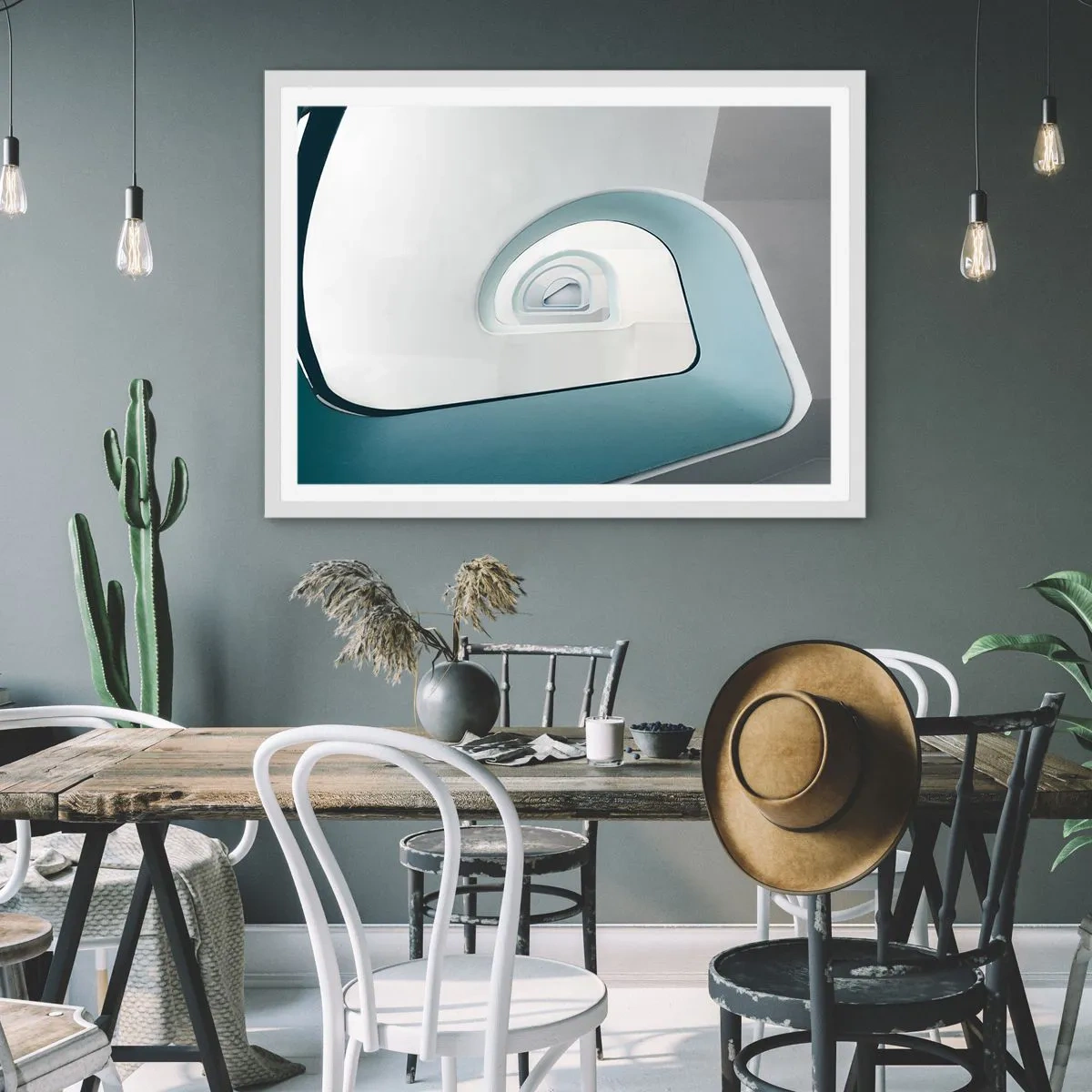 Plakat w białej ramie - Do dna błękitu - 100x70 cm