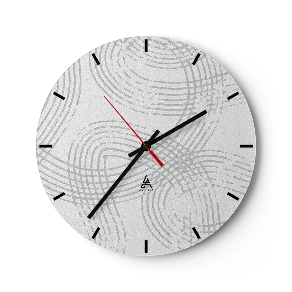 Zegar ścienny - Szare, krzyżujące się linie tworzące wzór na białym tle - 30x30cm - Nie ma prostej drogi - Nowoczesna dekoracja ścienna do salonu, kuchni i sypialni ARTTOR