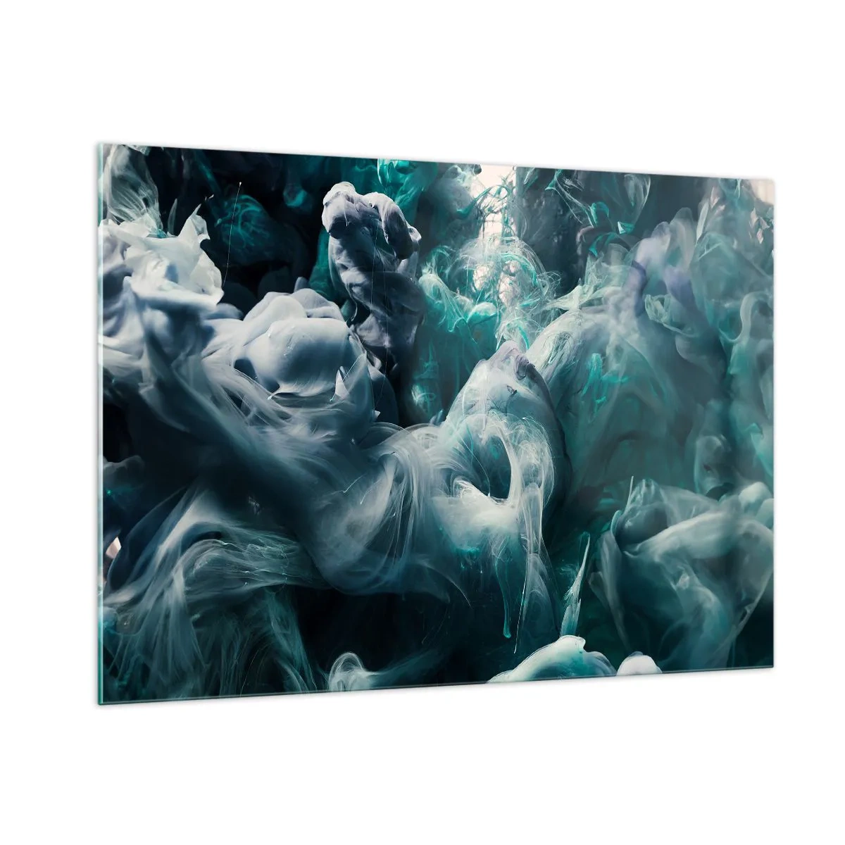 Obraz na szkle - Taniec farb w wodzie tworzący abstrakcyjne kształty - 100x70cm - Ruch koloru - Nowoczesna dekoracja ścienna do salonu, kuchni i sypialni ARTTOR