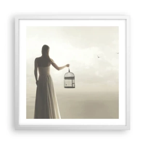 Plakat w białej ramie - Bądź wolna - 50x50 cm