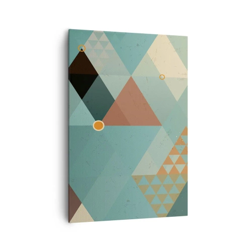 Obraz na płótnie - Geometryczne wzory w odcieniach turkusu i brązu - 70x100cm - Jedność wielości, wielość jedności - Nowoczesna dekoracja ścienna do salonu i sypialni ARTTOR