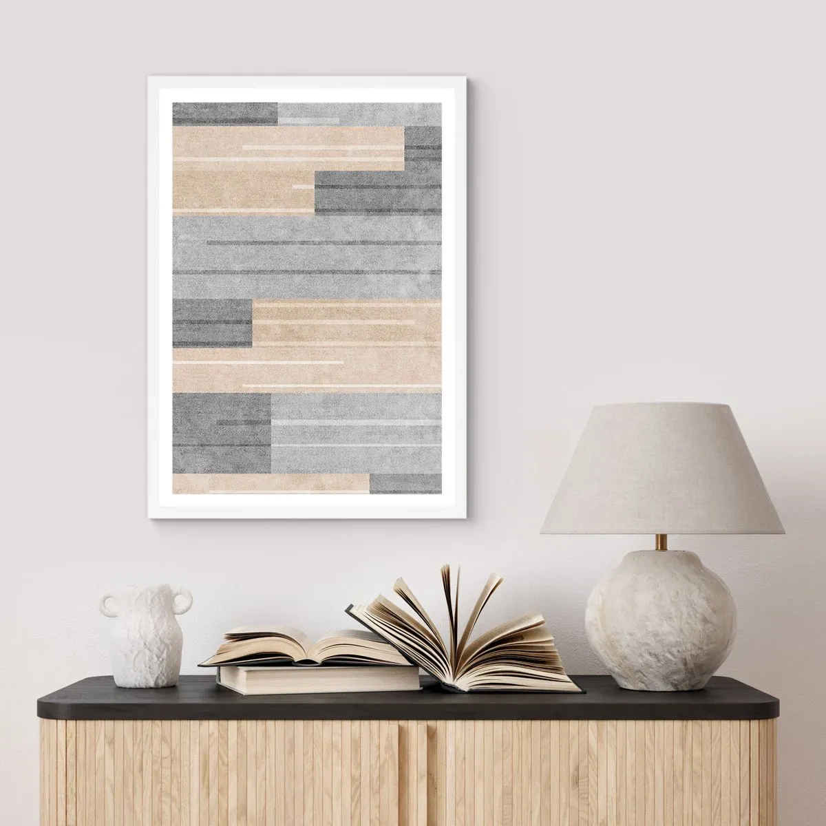 Plakat w białej ramie - Kompozycja: trzymać pion - 50x70 cm
