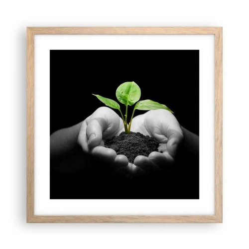 Plakat w ramie jasny dąb - Kocham naturę, chronię ją - 40x40 cm