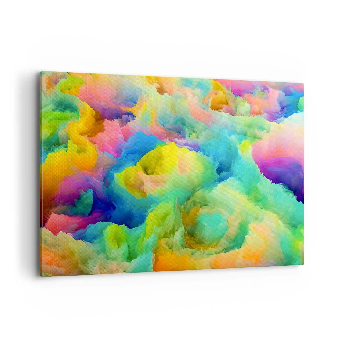 Obraz na płótnie - Abstrakcyjna kompozycja w tęczowych barwach - 120x80cm - Tęczowy puch - Nowoczesna dekoracja ścienna do salonu, kuchni i sypialni ARTTOR