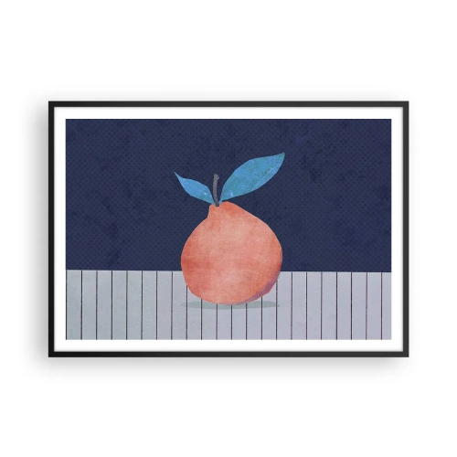 Plakat w czarnej ramie - Abstrakcyjny owoc na tle kontrastowych kolorów i prostych linii - 100x70cm - Wypukłość i płaszczyzna - Nowoczesna dekoracja ścienna do salonu i sypialni ARTTOR