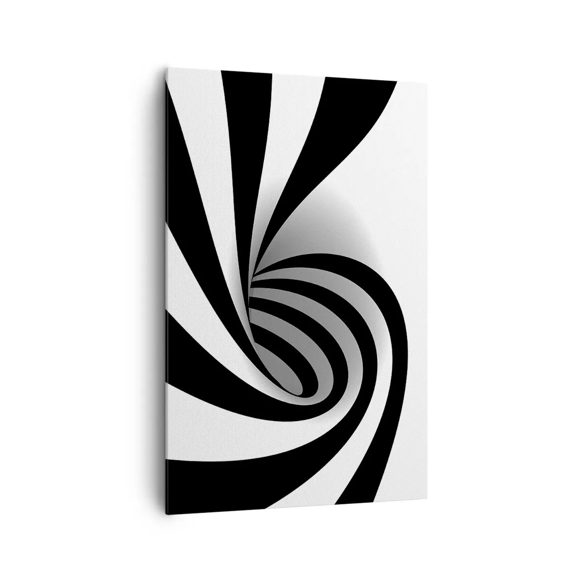 Obraz na płótnie - Abstrakcyjny czarno-biały wir optyczny - 80x120cm - A jednak się kręci - Nowoczesna dekoracja ścienna do salonu i sypialni ARTTOR