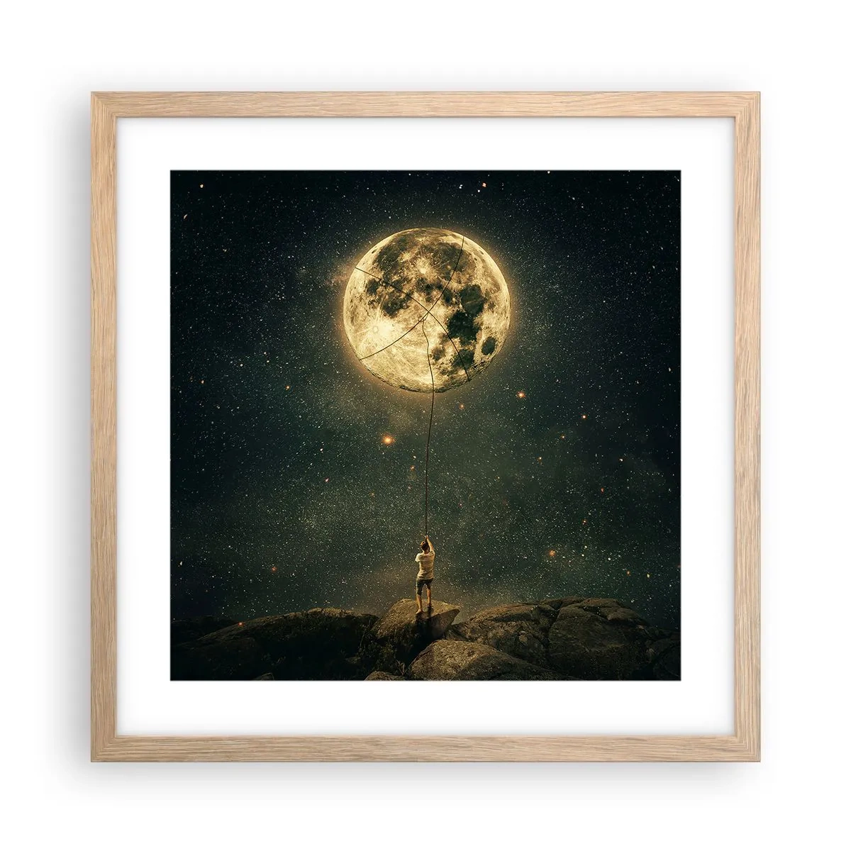 Plakat w ramie jasny dąb - Jeden taki, co ukradł Księżyc - 40x40 cm