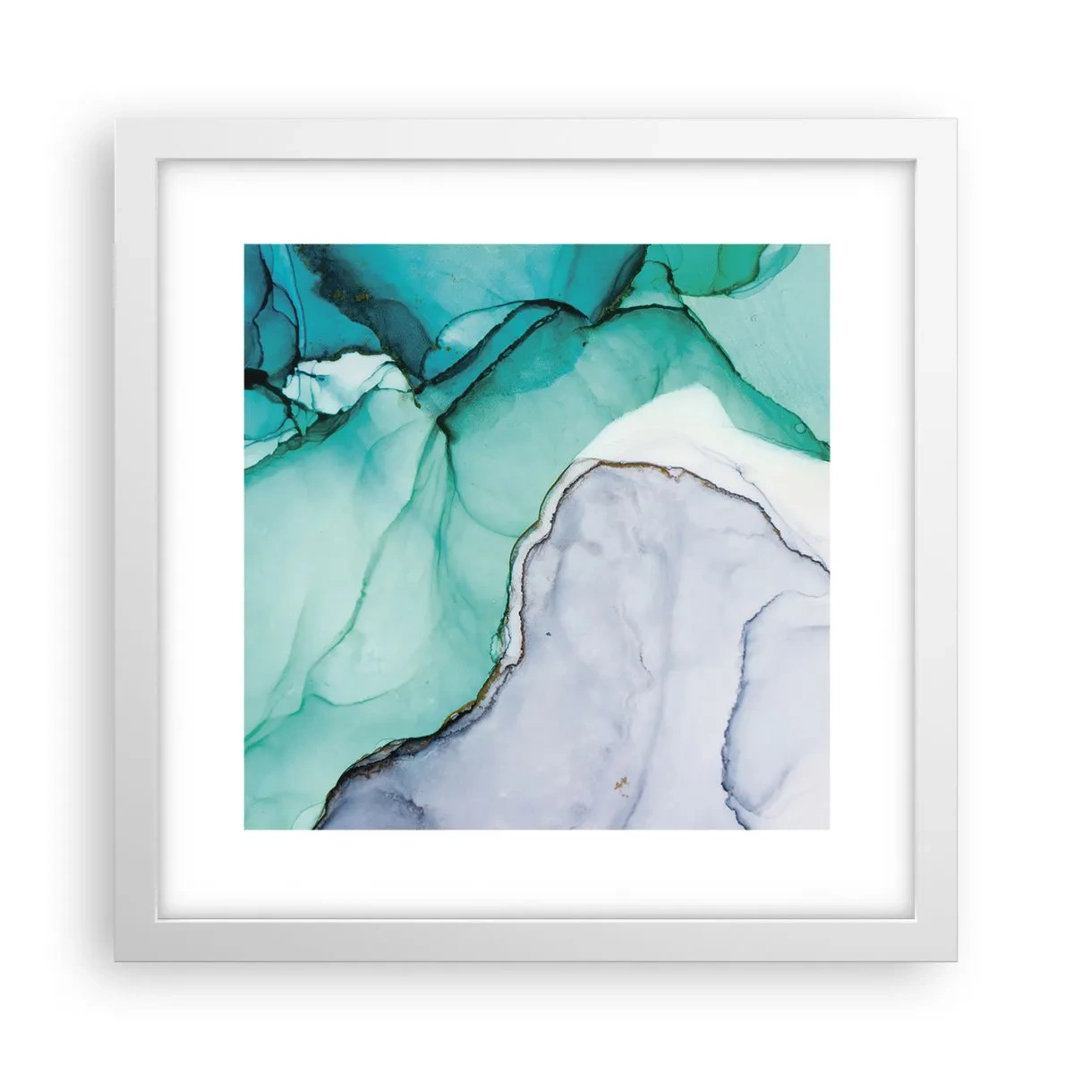 Plakat w białej ramie - Studium w turkusie - 30x30 cm