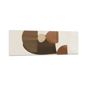 Obraz na szkle - Abstrakcyjna kompozycja w odcieniach brązu i beżu - 160x50cm - Kompozycja w brązie - Nowoczesna dekoracja ścienna do salonu i sypialni ARTTOR