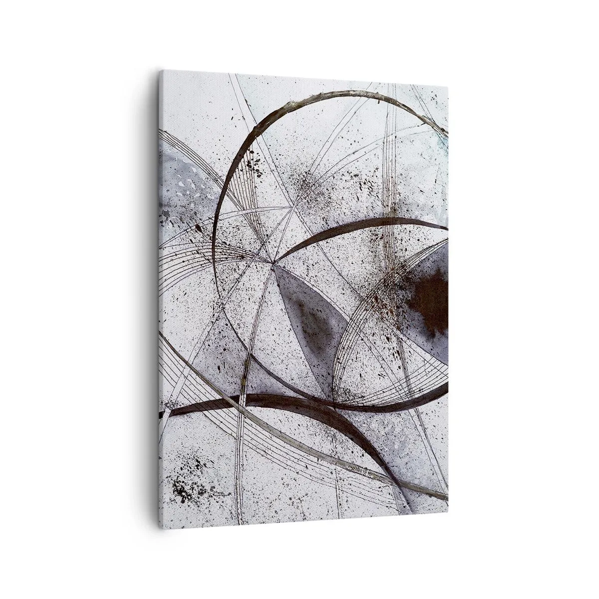 Obraz na płótnie - Abstrakcyjna kompozycja geometryczna w odcieniach szarości - 50x70cm - Futurystyczna fantazja - Nowoczesna dekoracja ścienna do salonu, kuchni i sypialni ARTTOR