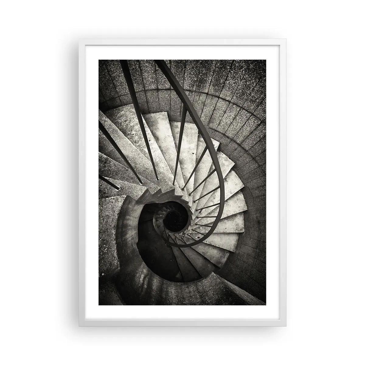 Plakat w białej ramie - Schodami w górę, schodami w dół - 50x70 cm