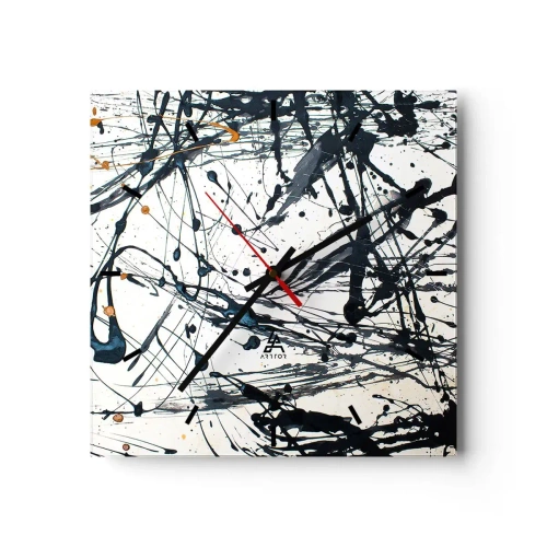 Zegar ścienny - Abstrakcyjny wzór malarski z dynamicznymi liniami i plamami - 30x30cm - Z sensem czy bez sensu? - Nowoczesna dekoracja ścienna do salonu i sypialni ARTTOR