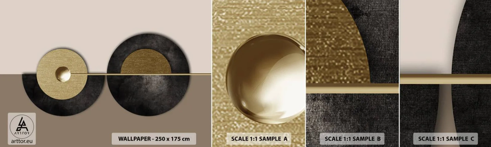 Fototapeta Próbka Samoprzylepna Deluxe Sticker - Wariacje wokół koła - Koła, Abstrakcja, Art Deco - 100x30 cm