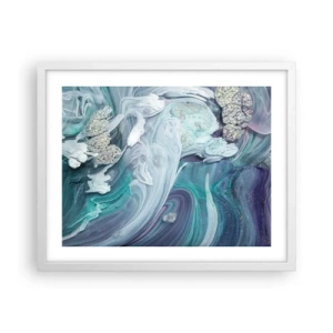 Plakat w białej ramie - Nurty błękitu - 50x40 cm