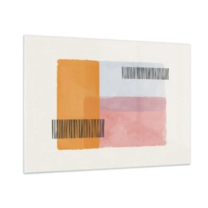 Obraz na szkle - Abstrakcyjne prostokąty z liniami w stylu minimalistycznym - 100x70cm - Z kąta w kąt - Nowoczesna dekoracja ścienna do salonu, kuchni i sypialni ARTTOR