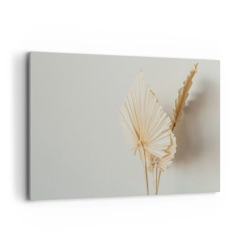 Obraz na płótnie - Suszone liście palmowe w minimalistycznej aranżacji - 100x70cm - Gdy potrzebne ukojenie - Nowoczesna dekoracja ścienna do salonu, kuchni i sypialni ARTTOR
