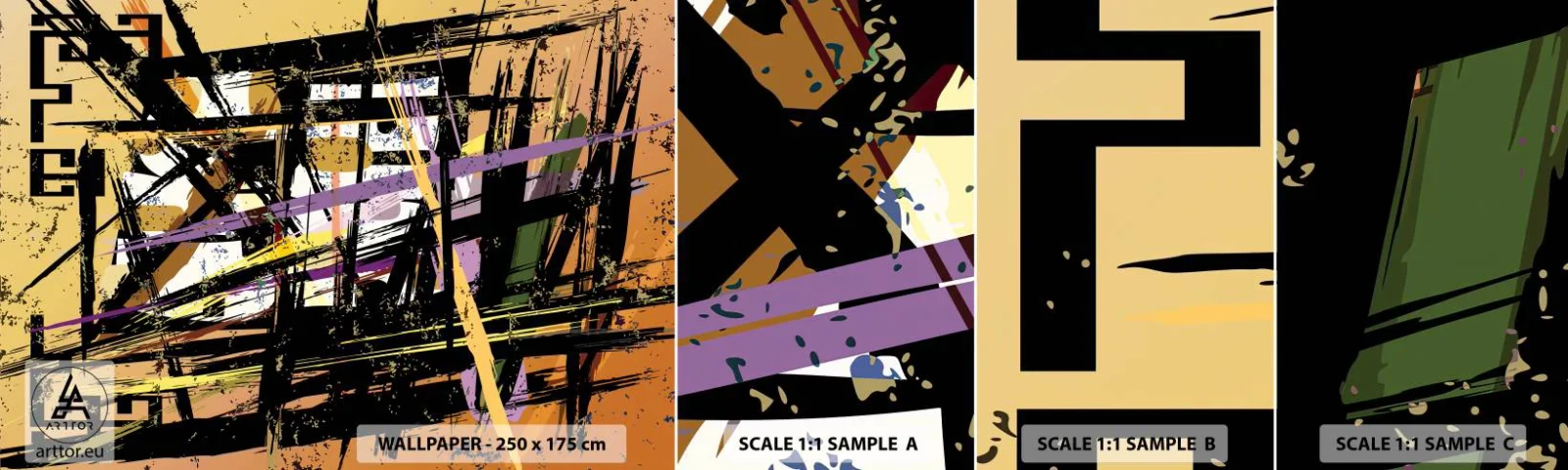 Fototapeta Próbka Samoprzylepna Deluxe Sticker - Ostre cięcie - Abstrakcja, Sztuka, Nowoczesny Wzór - 100x30 cm