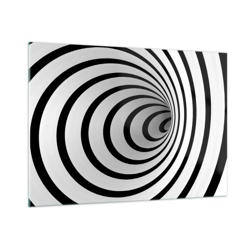 Obraz na szkle - Abstrakcyjny wzór spirali w czerni i bieli - 100x70cm - Też nie możesz się oprzec? - Nowoczesna dekoracja ścienna do salonu, kuchni i sypialni ARTTOR