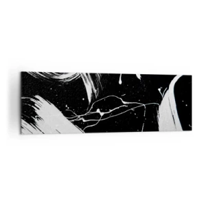 Obraz na płótnie - Abstrakcyjne białe pociągnięcia na czarnym tle - 160x50cm - Przełamać mrok - Nowoczesna dekoracja ścienna do salonu i sypialni ARTTOR