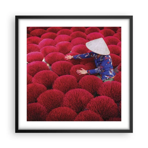 Plakat w czarnej ramie - Na ryżowym polu - 50x50 cm