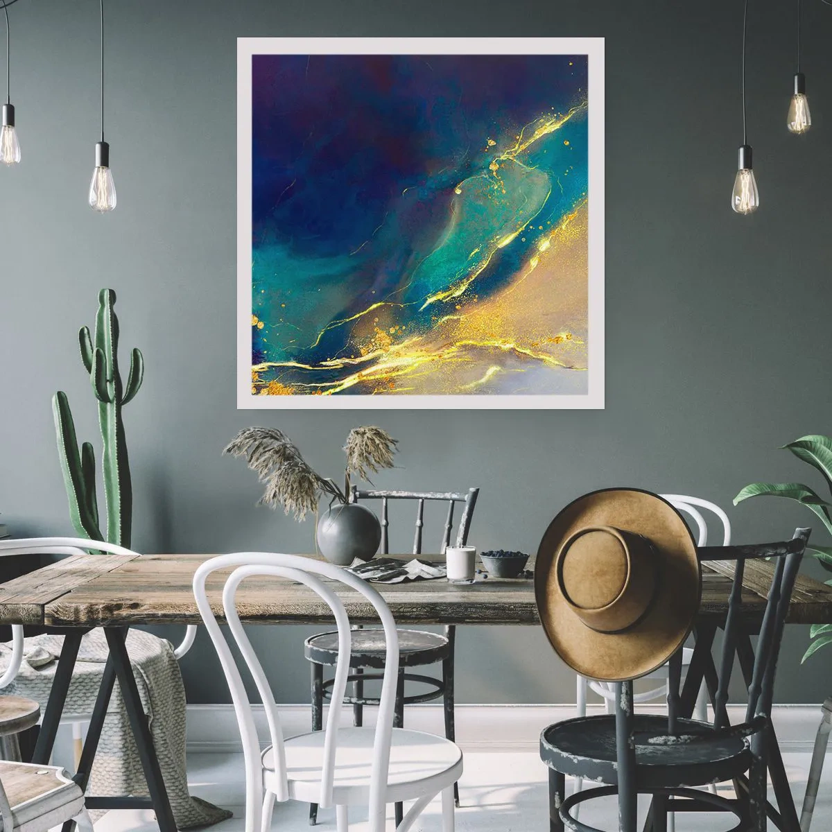 Plakat - Złote rozlewisko - 60x60 cm