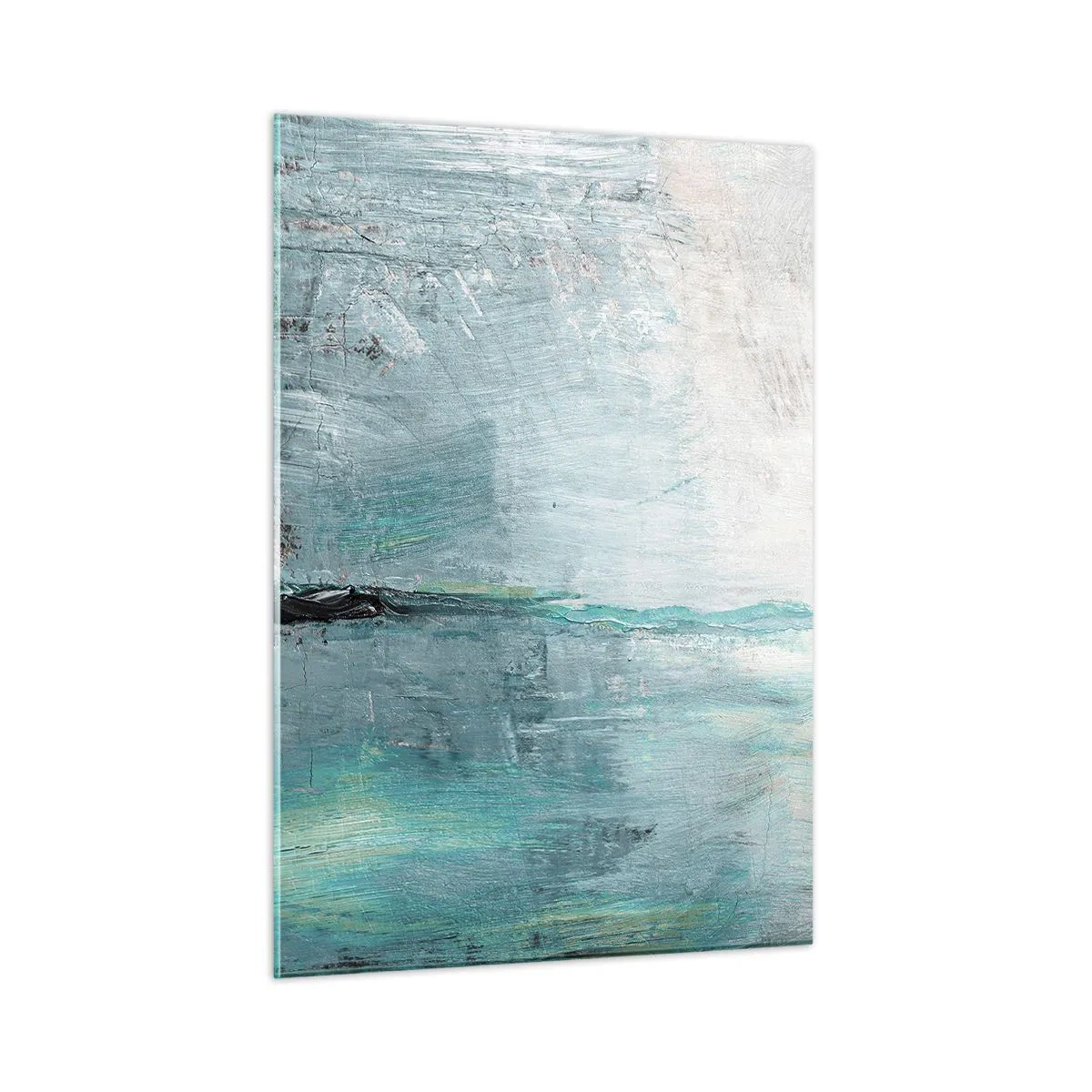 Obraz na szkle - Abstrakcyjna kompozycja w odcieniach błękitu i szarości - 50x70cm - Horyzontalnie w błękicie - Nowoczesna dekoracja ścienna do salonu, kuchni i sypialni ARTTOR