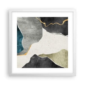 Plakat w białej ramie - Mozaikowa kompozycja z nitką złota - 40x40 cm