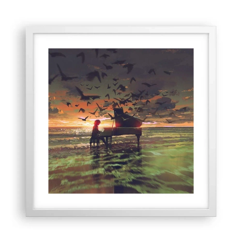 Plakat w białej ramie - Koncert na fortepian i fale - 40x40 cm