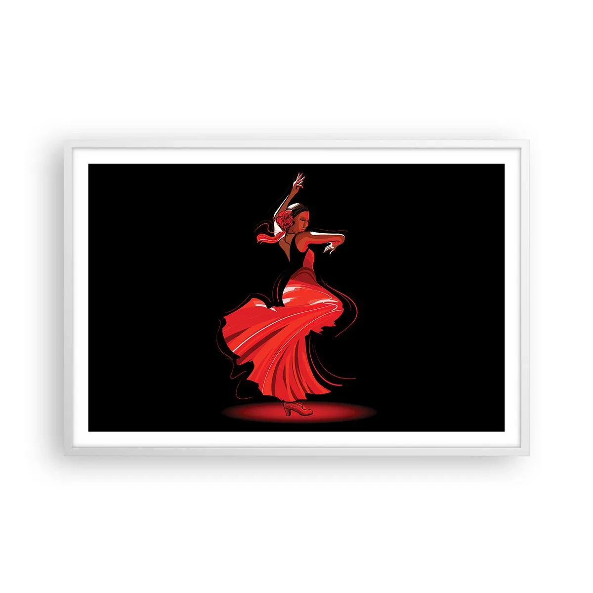 Plakat w białej ramie - Ognisty duch flamenco - 91x61 cm