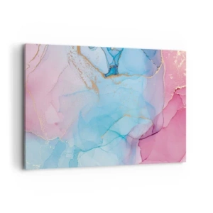 Obraz na płótnie - Abstrakcyjne pastelowe wzory z akcentami złota - 100x70cm - Spotkanie i przenikanie - Nowoczesna dekoracja ścienna do salonu, kuchni i sypialni ARTTOR