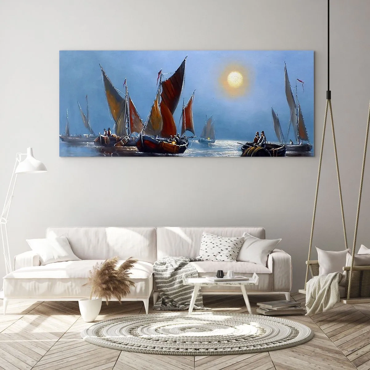 Obraz na szkle - Nocny połów - 100x40 cm