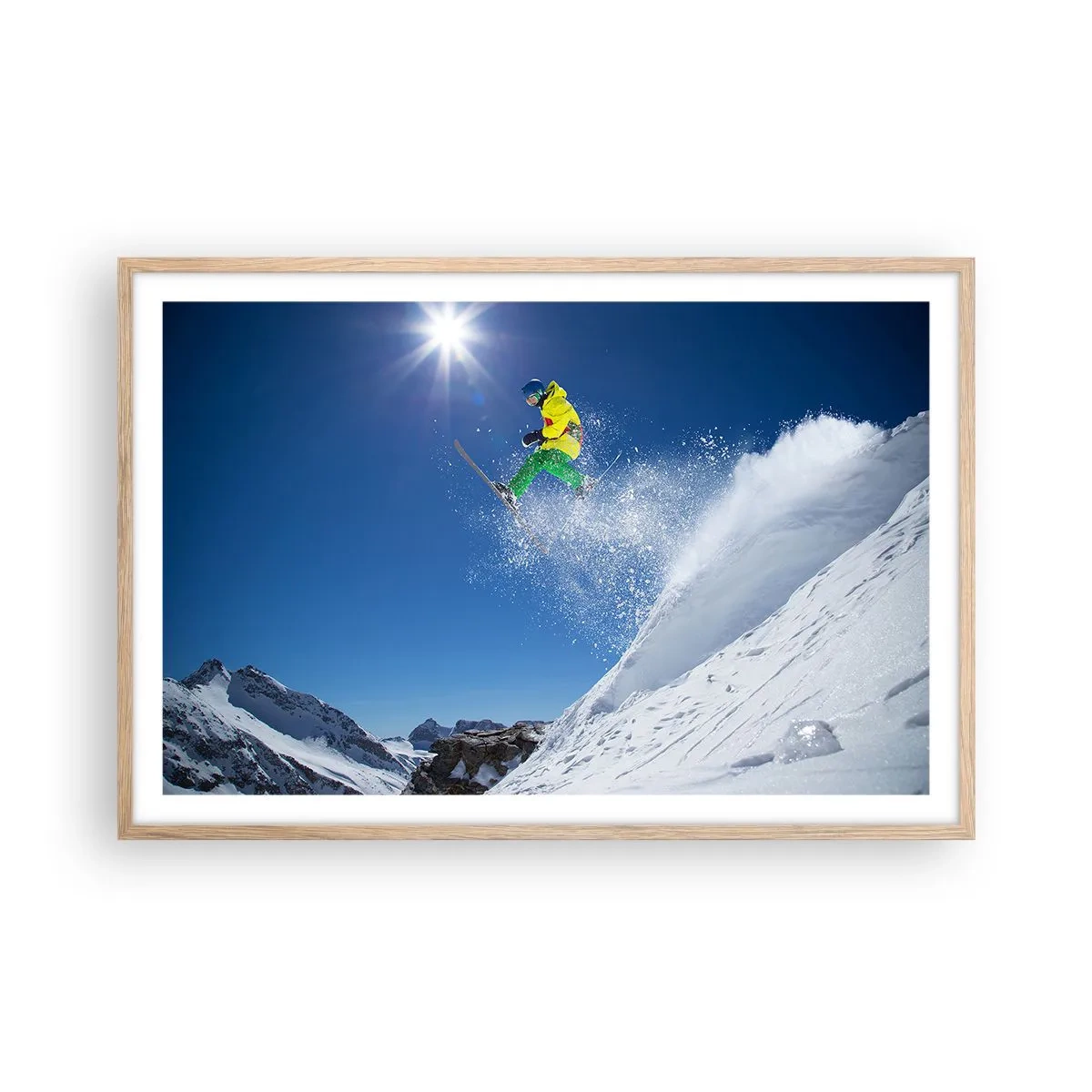 Plakat w ramie jasny dąb - Tańczący z górami - 91x61 cm