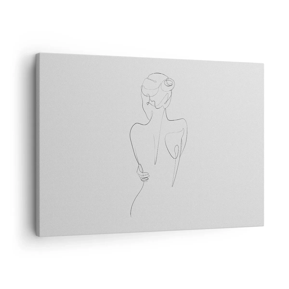 Obraz na płótnie - Muzyka ciała - Linia konturowa przedstawiająca kobiecą sylwetkę na jasnym tle - 70x50cm