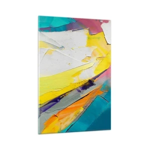 Obraz na szkle - Abstrakcyjna kompozycja w intensywnych barwach - 80x120cm - Anatomia światła - Nowoczesna dekoracja ścienna do salonu i sypialni ARTTOR