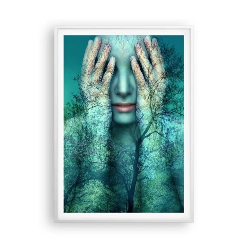 Plakat w białej ramie - Zanurzona w błękicie - 70x100 cm