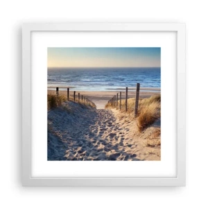 Plakat w białej ramie - Morza szum, ptaków śpiew, dzika plaża pośród traw… - 30x30 cm
