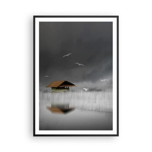 Plakat w czarnej ramie - Schronienie przed deszczem - 70x100 cm
