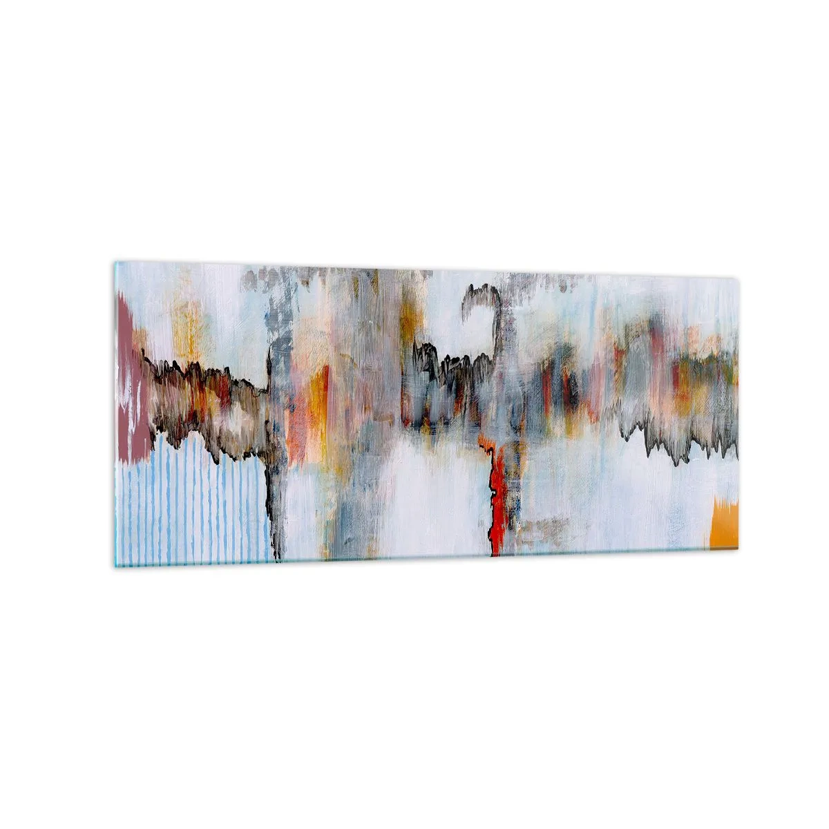Obraz na szkle - Abstrakcyjny wzór z żywymi kolorami na jasnym tle - 120x50cm - Patykiem na wodzie - Nowoczesna dekoracja ścienna do salonu i sypialni ARTTOR
