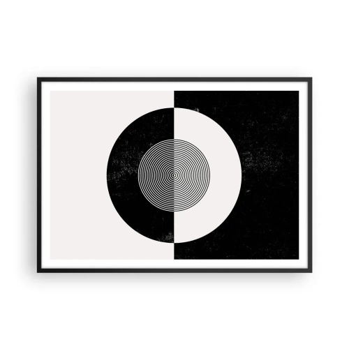 Plakat w czarnej ramie - Graficzny wzór w kontrastujących czerni i bieli - 100x70cm - Harmonia w czerni i bieli - Nowoczesna dekoracja ścienna do salonu i sypialni ARTTOR