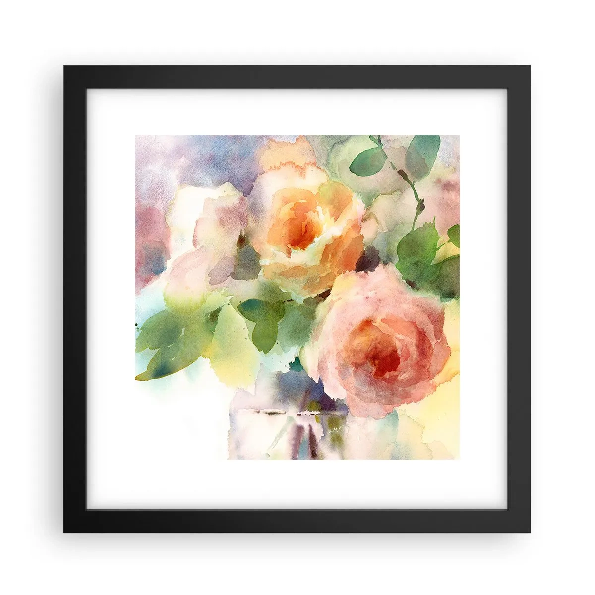 Plakat w czarnej ramie - Delikatne jak akwarela - 30x30 cm