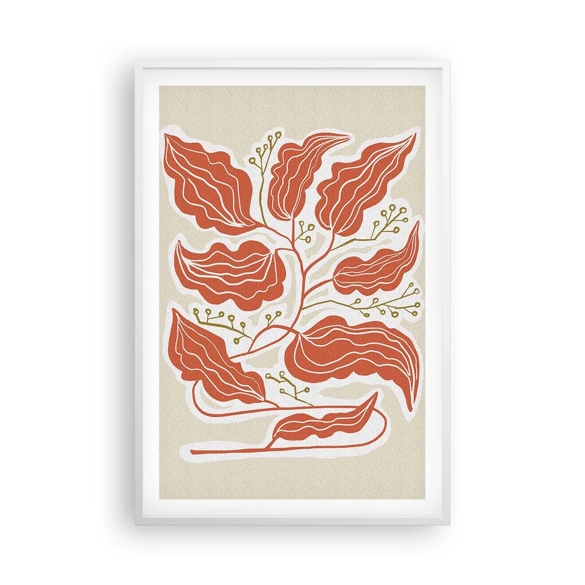 Plakat w białej ramie - Ludowo i koralowo - 61x91 cm