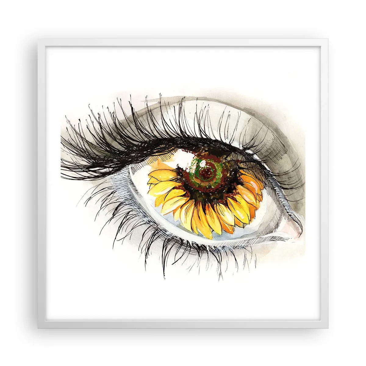 Plakat w białej ramie - Spojrzenie gorące jak lato - 60x60 cm