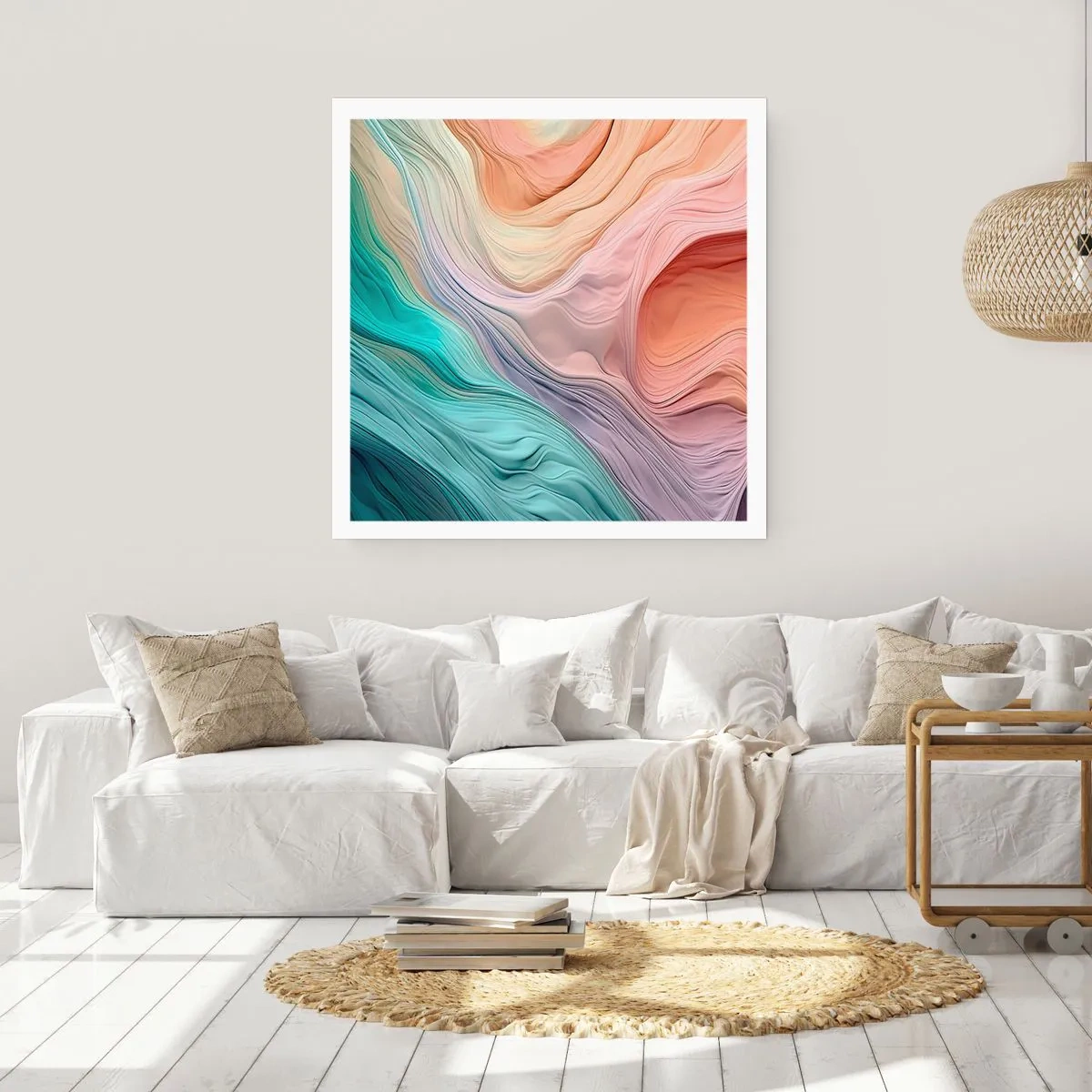Plakat - Tęczowa fala - 50x50 cm