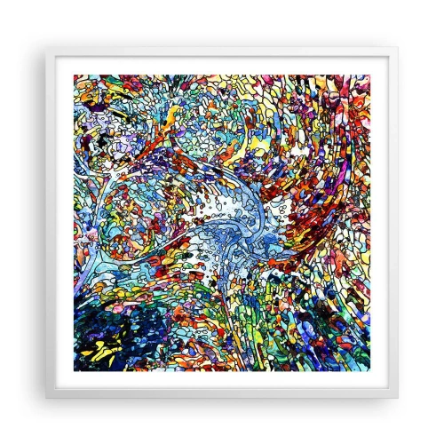 Plakat w białej ramie - Witraż kroplisty - 60x60 cm