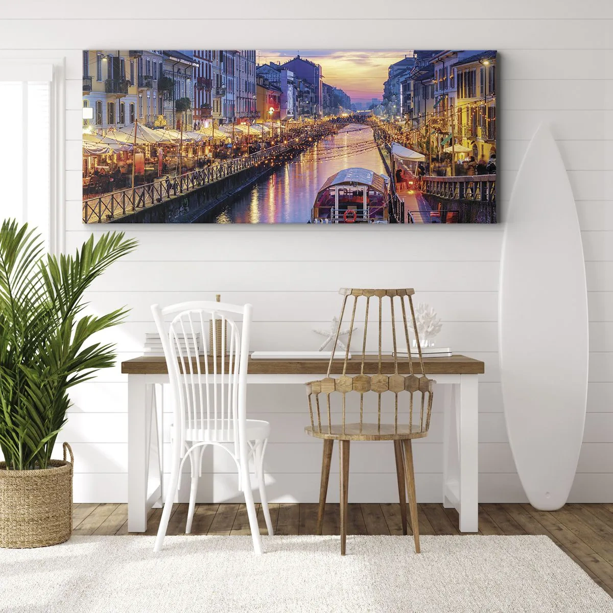 Obraz na płótnie - Wieczór światła i zabawy - 90x30 cm