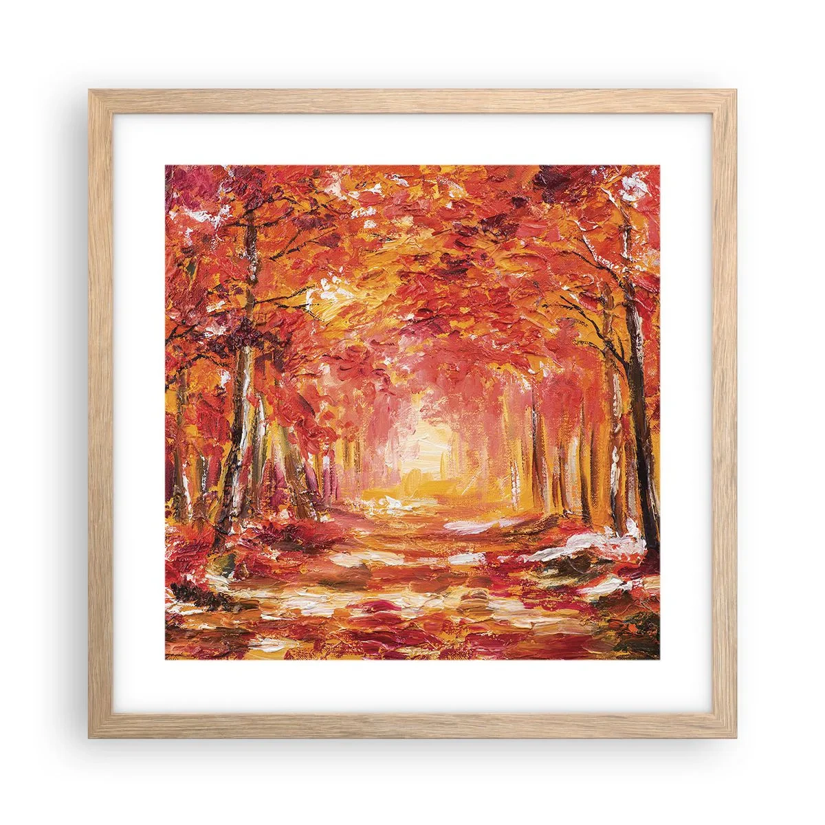 Plakat w ramie jasny dąb - Miedziany las - 40x40 cm
