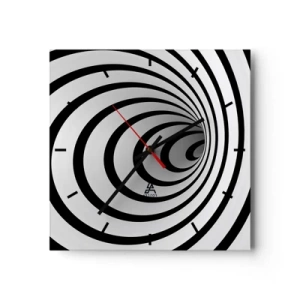 Zegar ścienny - Czarno-biała spirala tworząca efekt hipnotyczny - 30x30cm - Też nie możesz się oprzec? - Nowoczesna dekoracja ścienna do salonu i sypialni ARTTOR