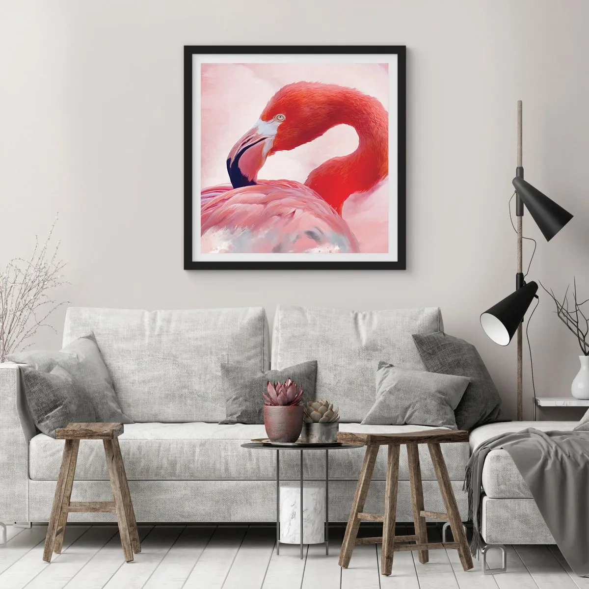 Plakat w czarnej ramie - Ptasia uroda - 40x40 cm